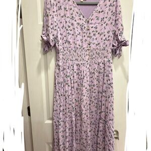 Reborn J Purple Midi Sundress with Flutter Sleeves and V-Neck